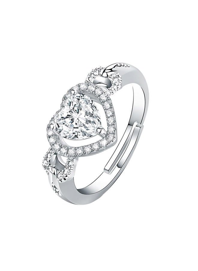 Luckilemon Moissanite Adjustable Engagement Ring, Promise Eternity Ring for Women,Wedding Rings,Jewelry Gift,Friendship Promise Fashion Jewelry Valentine Gifts for Women - Image 1