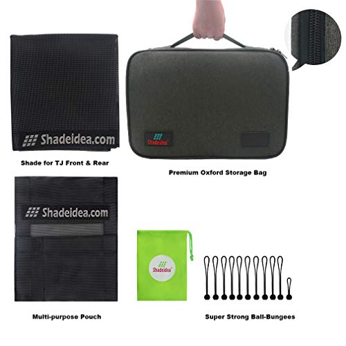 Shadeidea Sun Shade for Jeep Wrangler TJ 1997-2006 Sunshade Top Front+Rear-Black Mesh Screen Cover UV Blocker with Grab Bag Storage Pouch-10 Years Warranty - Image 5