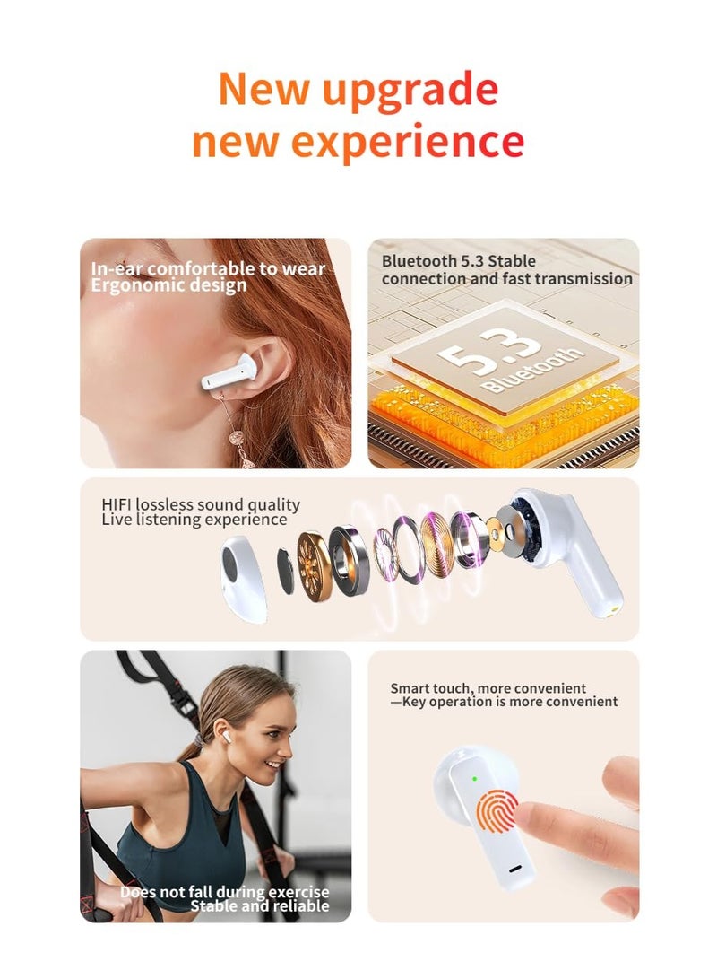 Wireless Bluetooth 5.3 Earphones with HiFi Stereo in Ear Noise Reduction, IP5 dustproof, Waterproof, Long-Lasting, Mini, Compact and Portable Sports Earphones Compatible with Android and iOS - Image 3