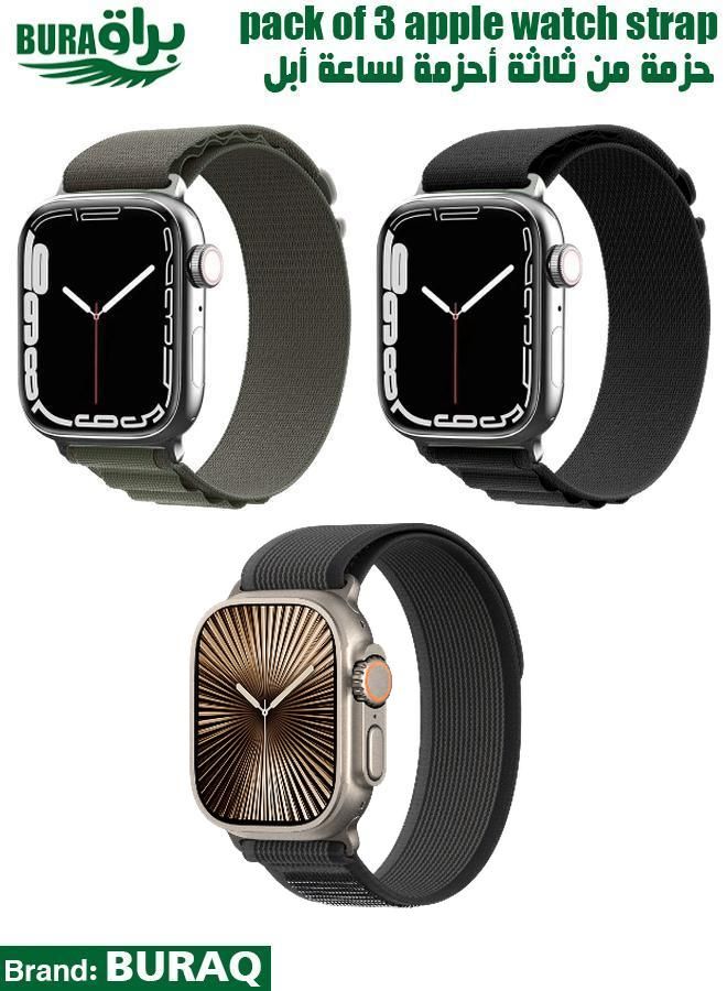 BURAQ Apple Watch Band Strap For Apple Watch Ultra 2/Ultra 49mm, Series 10 46mm, 9/8/7 45mm, SE2/SE/6/5/4 44mm, 3/2/1 42mm