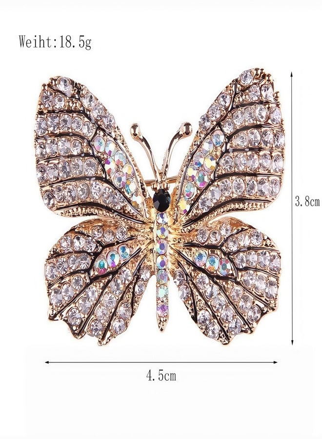 Axmerdal 6Pcs Multicolor butterfly brooch pins for women Gorgeous fashion Ladies butterflies brooches Lapel pins set Crystal Rhinestone for Bride Prom Bridal - Image 2