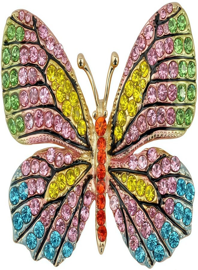 Axmerdal 6Pcs Multicolor butterfly brooch pins for women Gorgeous fashion Ladies butterflies brooches Lapel pins set Crystal Rhinestone for Bride Prom Bridal - Image 5