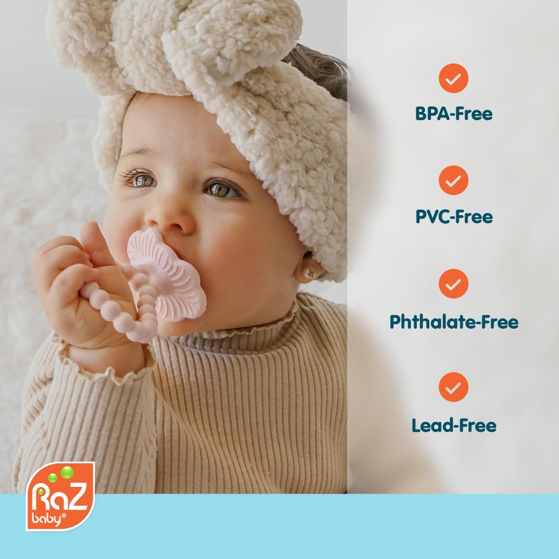 RaZbaby RaZberry Plus Baby Teether â€“ Easy-to-Hold Toy for Front & Back Teething Relief, BerryBumps Texture for Sensory Development, Soothes Sore Gums, BPA-Free, Great Gift for Babies 3M+ â€“ Blue - Image 4