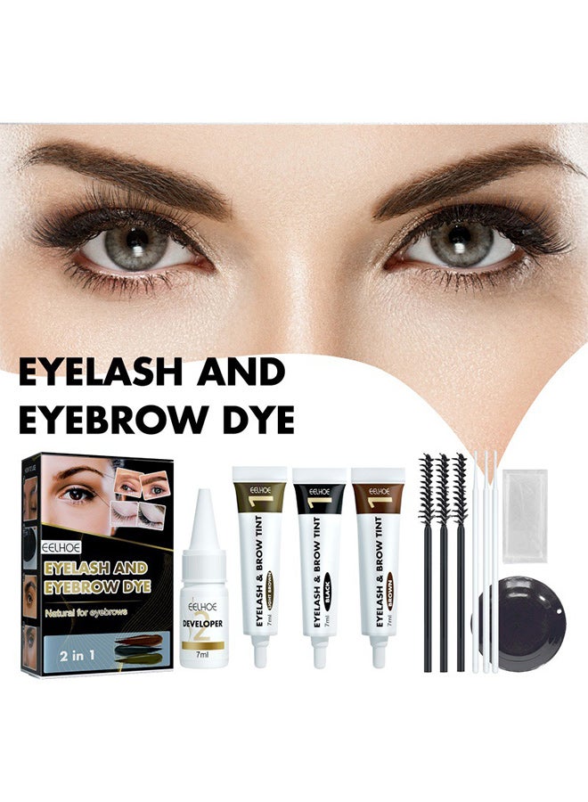 إيلهو مجموعة صبغ الحواجب والرموش من EELHOE مجموعة صبغ الرموش والحواجب 2 في 1 متعددة الحدود مضادة للتعرق ولا تتلطخ (بني)