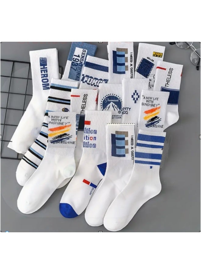 4-Pack White Kids Crew Socks with Assorted Graphic Designs – Soft, Breathable, and Comfortable - Image 2
