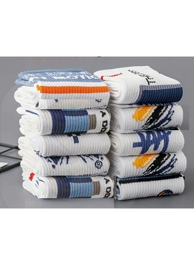 4-Pack White Kids Crew Socks with Assorted Graphic Designs – Soft, Breathable, and Comfortable - Image 1