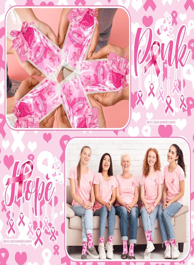 Demonwer 15 Sets Breast Cancer Awareness Accessories Gifts Set Pink Ribbon Pins Socks Bracelets Thank You Card for Women Nurse Breast Cancer Charity Event Survivor Campaign Party Supplies - Image 5