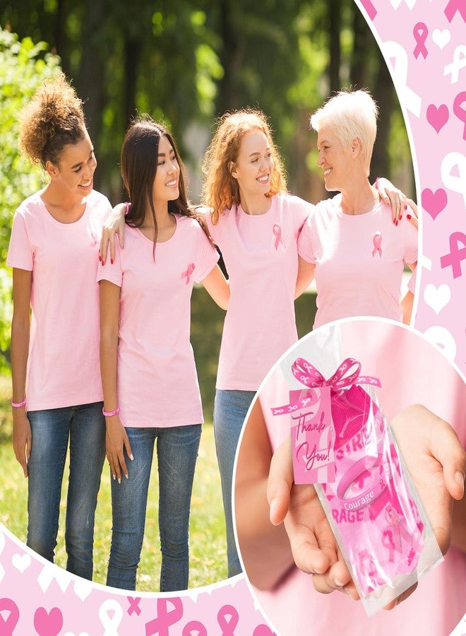 Demonwer 15 Sets Breast Cancer Awareness Accessories Gifts Set Pink Ribbon Pins Socks Bracelets Thank You Card for Women Nurse Breast Cancer Charity Event Survivor Campaign Party Supplies - Image 4