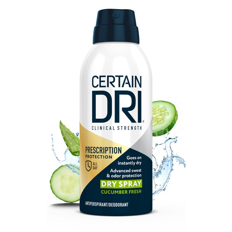 Certain Dri PrescriptionStrength Clinical Antiperspirant Dry Spray 72Hr Sweat Odor Protection for Excessive Sweating Hyperhidrosis Cucumber Fresh Scent for Men Women 42 oz - Image 3