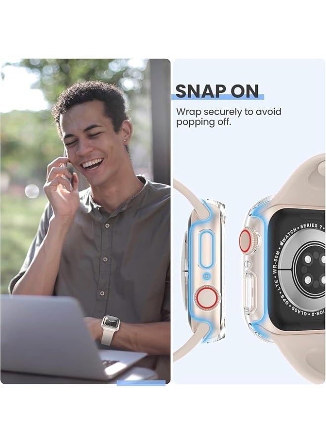 ويكسون غطاء حماية واق مع لاصقة حماية للشاشة لساعة يد أبل من السلسلة 7 - 8 - 9 قياس 45 مم شفاف - Image 3