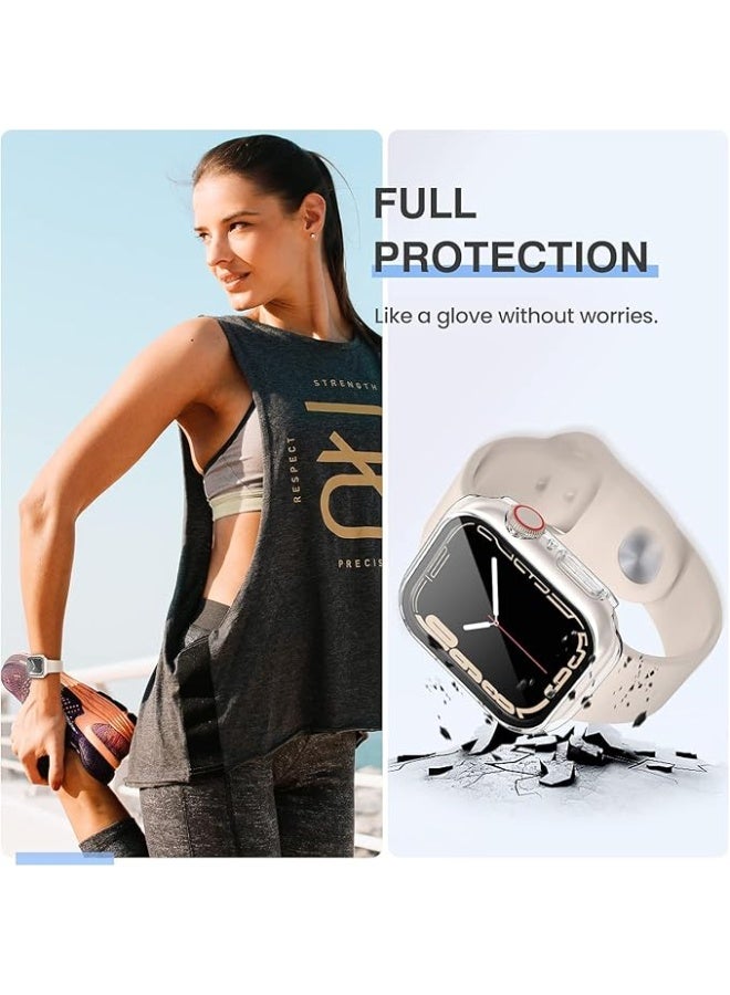 ويكسون غطاء حماية واق مع لاصقة حماية للشاشة لساعة يد أبل من السلسلة 7 - 8 - 9 قياس 45 مم شفاف - Image 5