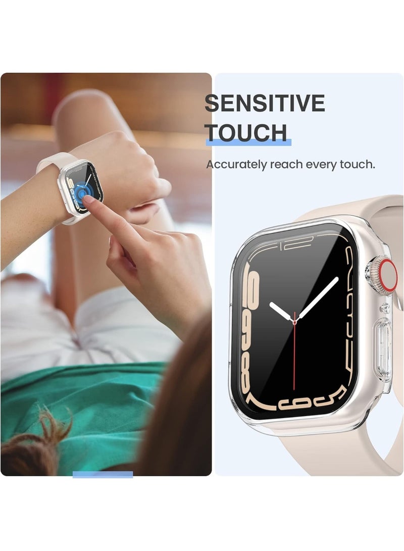 ويكسون غطاء حماية واق مع لاصقة حماية للشاشة لساعة يد أبل من السلسلة 7 - 8 - 9 قياس 45 مم شفاف - Image 2