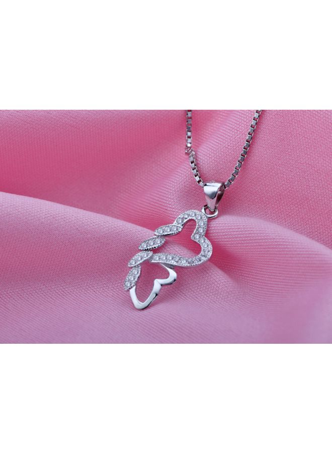 925 Sterling Silver Zircon And Crystal Studded Pendant Necklace - Image 2