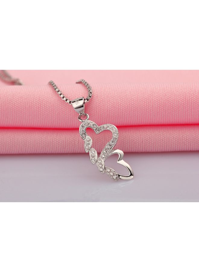 925 Sterling Silver Zircon And Crystal Studded Pendant Necklace - Image 3