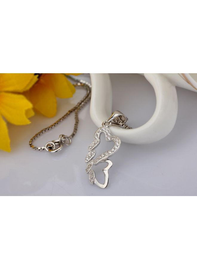 925 Sterling Silver Zircon And Crystal Studded Pendant Necklace - Image 5