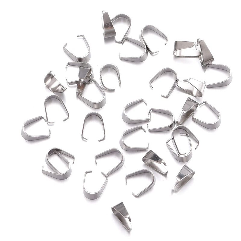 Weyuley 300pcs Mixed Metal Pinch Clip Clasp Bail Finish Necklace Clasps Pendant Clasps Claw Bail,Hook Pendant Connectors Clasps forJewelry DIY Craft Making 6mmx9mm (A573) - Image 5