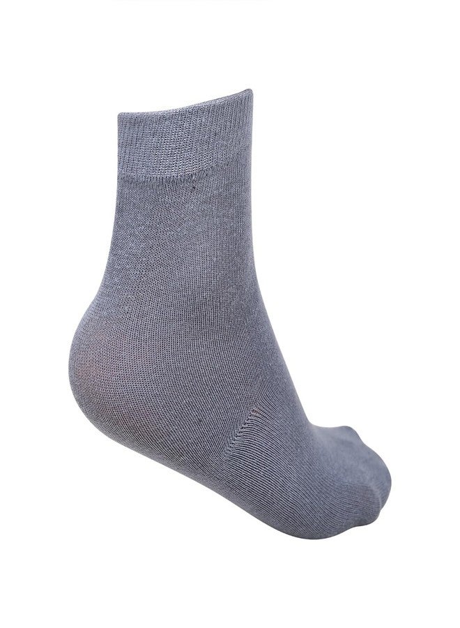 Dollar Full-Length Cotton Spandex School Socks for Girls & Boys | Unisex Socks for Uniform | Regular Plain Free Size | (Pack of 5) - Gray | - Image 4