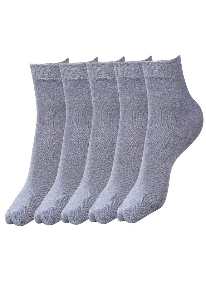 Dollar Full-Length Cotton Spandex School Socks for Girls & Boys | Unisex Socks for Uniform | Regular Plain Free Size | (Pack of 5) - Gray | - Image 1