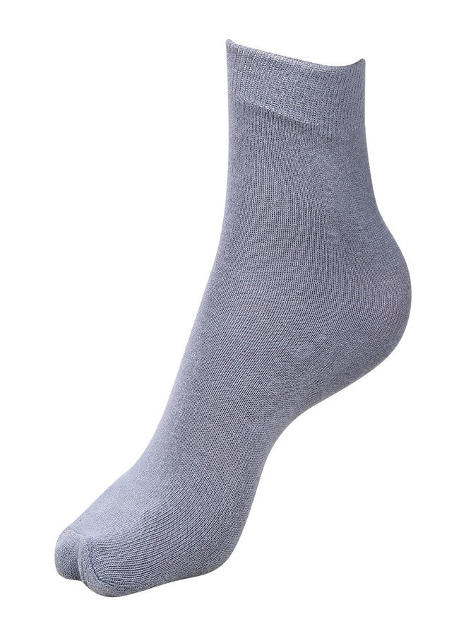 Dollar Full-Length Cotton Spandex School Socks for Girls & Boys | Unisex Socks for Uniform | Regular Plain Free Size | (Pack of 5) - Gray | - Image 2
