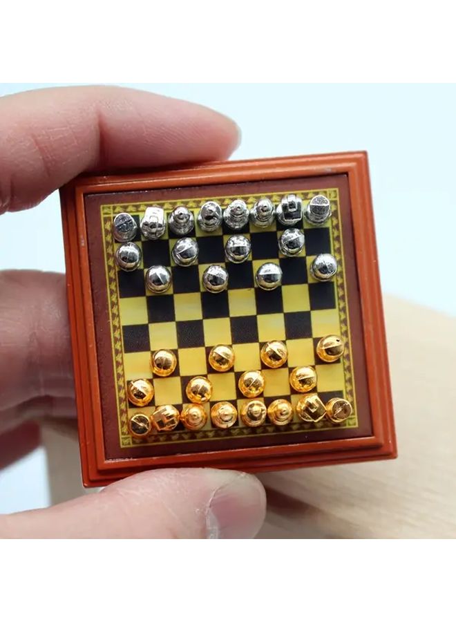 1 12 Miniature Chess Set Metal Board Table Vintage Home Decor Display - Image 4