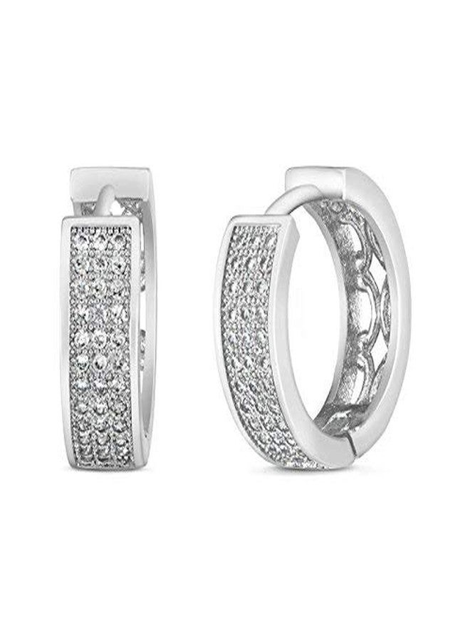 ELOISH Three Line Sterling Silver CZ Studded Earrings for Women and Girls. - Image 1