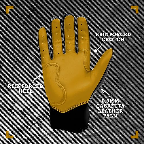 BRUCE BOLT Original Series Short Cuff Black Batting Glove - Black Youth Medium - Image 3