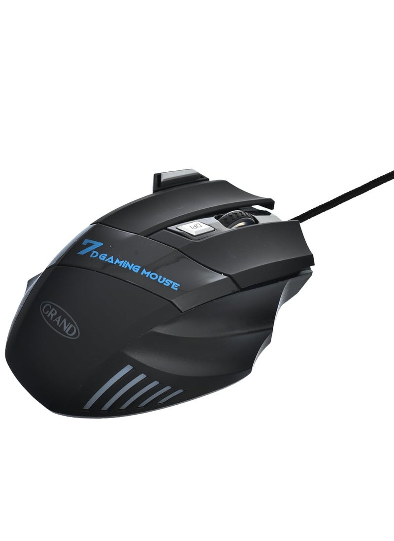 Grand Gaming Mouse Colorful Lightning With 7 Button And Nylon Braided Wire Elegant Appearance Efficient Gaming Mouse 2400 Dpi For Laptop & For Computer - Black Silver  - Image 4