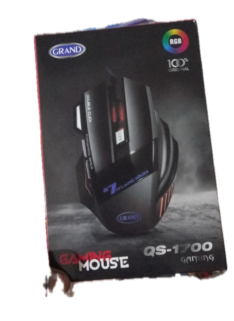 Grand Gaming Mouse Colorful Lightning With 7 Button And Nylon Braided Wire Elegant Appearance Efficient Gaming Mouse 2400 Dpi For Laptop & For Computer - Black Silver  - Image 3