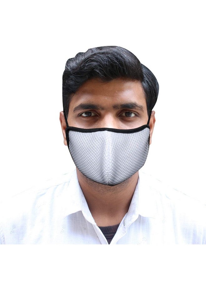 ORILEY ORSM03 Air Mesh 3 Layer Face Mask with Adjustable Over the Ear Loops Breathable, Washable & Reusable Nose Mouth Protection Cover for Men Women (White, 5 Pcs) - Image 1