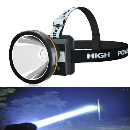 ODEAR Super Bright Headlamp Rechargeable LED Spotlight with Battery Powered Headlight for Garden Outdoor Camping Fishing (Large) - Image 1