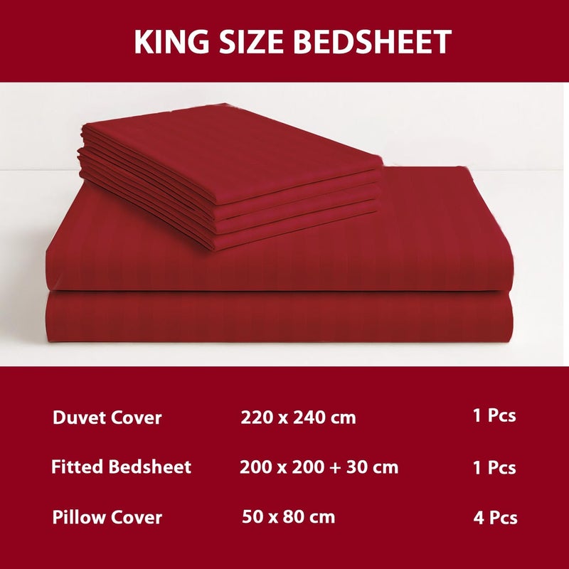 MOONCEE 6Pcs Bed Sheet King Size Set With Duvet Cover 220x240 Microfiber Bed Sheets Bedding Set Includes 1 Fitted Sheet, 1 Quilt Cover & 4 Pillows Cases (6Pcs Duvet Cover Set- King, Cherry Red) - Image 5