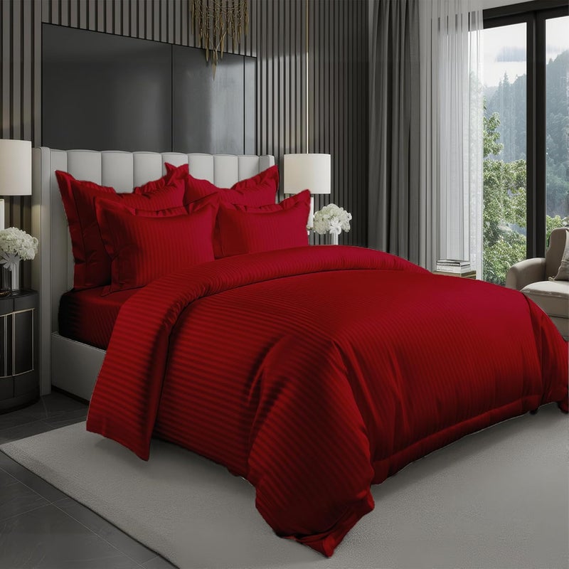 MOONCEE 6Pcs Bed Sheet King Size Set With Duvet Cover 220x240 Microfiber Bed Sheets Bedding Set Includes 1 Fitted Sheet, 1 Quilt Cover & 4 Pillows Cases (6Pcs Duvet Cover Set- King, Cherry Red) - Image 1