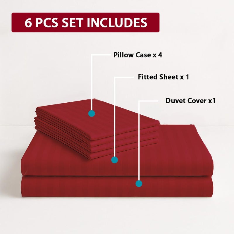 MOONCEE 6Pcs Bed Sheet King Size Set With Duvet Cover 220x240 Microfiber Bed Sheets Bedding Set Includes 1 Fitted Sheet, 1 Quilt Cover & 4 Pillows Cases (6Pcs Duvet Cover Set- King, Cherry Red) - Image 3