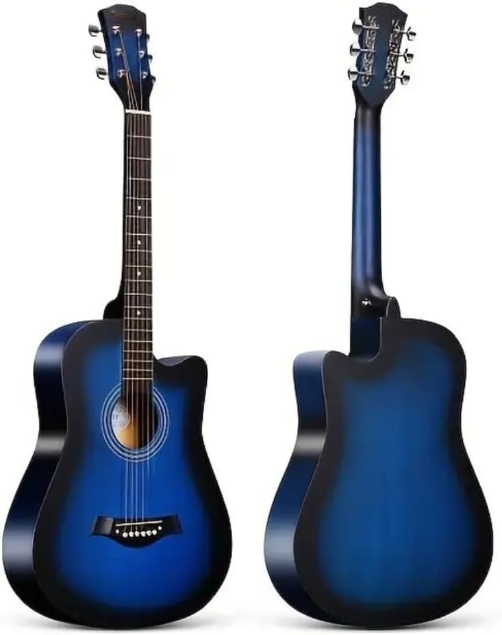 MegArya 38 Inch Blue Acoustic Guitar with Bag - Perfect for Beginners and Adults - Image 1
