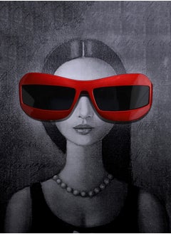 Haute Sauce Solid Rectangular Sunglasses - Red  - Image 1