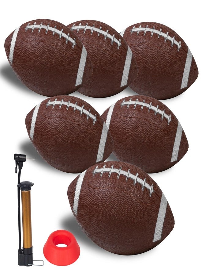 Nbguigdstr 6 Pack 8.3" Inflatable Footballs with Pump and Kicking Tee,Rubber Junior Soft Small Toddler and Mini Footballs, Playground Balls for Kids (Brown) - Image 1