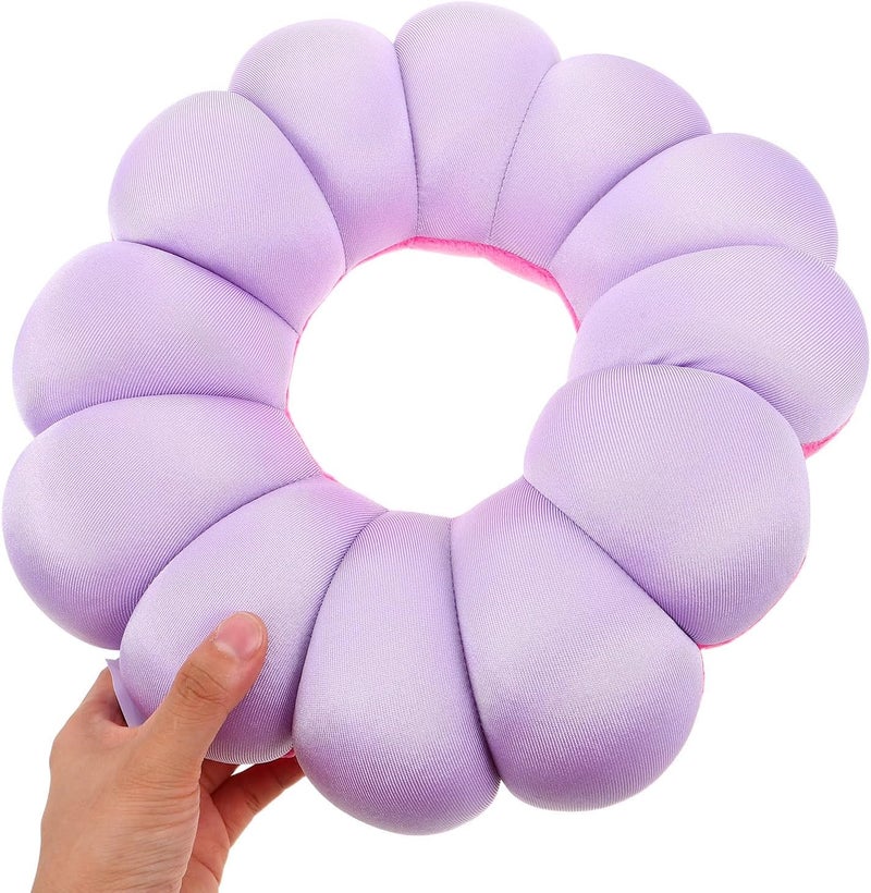 Hemobllo Flower Shaped Donut Seat Cushion Nursing Pillow for Elderly Bedridden Patients, Pumpkin Round Body Positioner Pad Hollow Design for Pressure Relief and Bedsore Prevention (Purple - Image 4