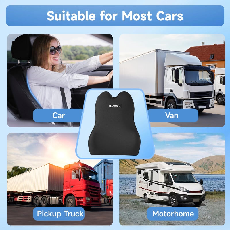 Teemour Lumbar Support Pillow for Car Truck Accessories Memory Foam Back Cushion for Driving Seat Lower Back Support, Lumbar Comfort for Long Drivvers Back Pain Relief, with Three Adjustable Straps - Image 5