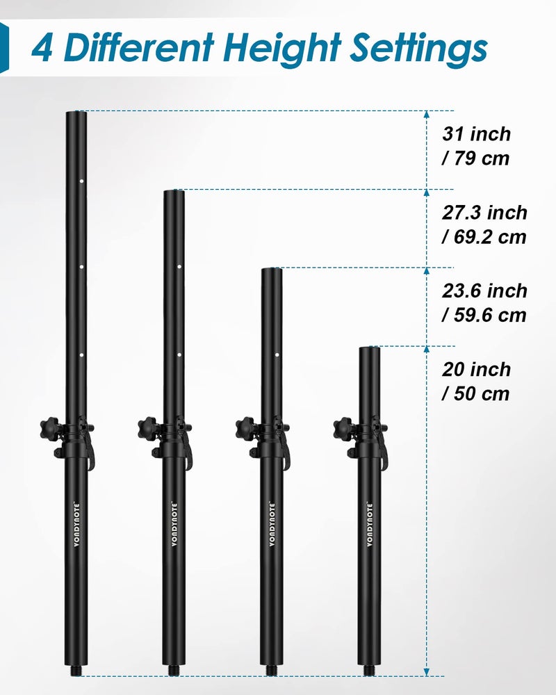 Vondynote Set of 2 Short Speaker Poles for Subwoofer - Mini Pole Mount Height Adjustable With M20 Threaded and 35mm Adapter Extender - Image 4