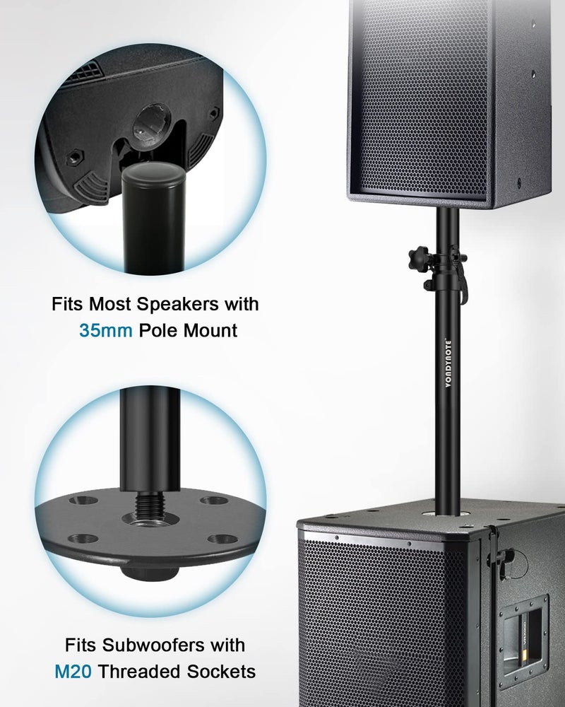 Vondynote Set of 2 Short Speaker Poles for Subwoofer - Mini Pole Mount Height Adjustable With M20 Threaded and 35mm Adapter Extender - Image 5