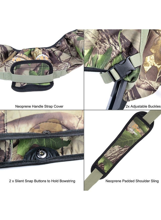 Sunya SUNYA Neoprene Compound Bow Sling, Silent Hunting or Fast Movement 2 Carrying Modes Switchable. Padded Shoulder Sling Removable & Adjustable. Camouflage Fabric. (Camo with Green Strap)  - Image 3