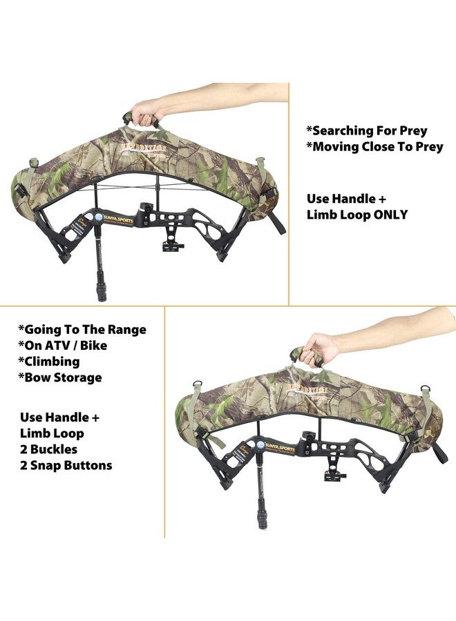 Sunya SUNYA Neoprene Compound Bow Sling, Silent Hunting or Fast Movement 2 Carrying Modes Switchable. Padded Shoulder Sling Removable & Adjustable. Camouflage Fabric. (Camo with Green Strap)  - Image 4