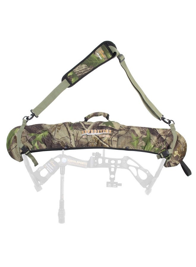 Sunya SUNYA Neoprene Compound Bow Sling, Silent Hunting or Fast Movement 2 Carrying Modes Switchable. Padded Shoulder Sling Removable & Adjustable. Camouflage Fabric. (Camo with Green Strap)  - Image 1