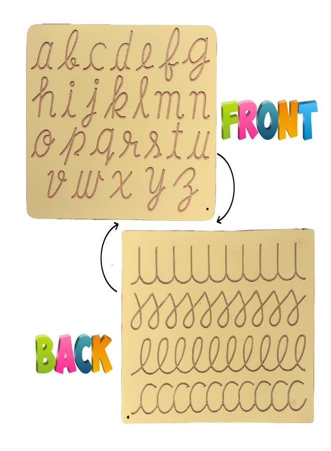 RCW Wooden Tracing Board for Kids Educational Tracing Kit Reversible Cursive Pattern, Small Cursive & Tamil Vowel Handwriting and Learning Practice Slate for Preschool Alphabet Letters (Set of 2) - Image 2