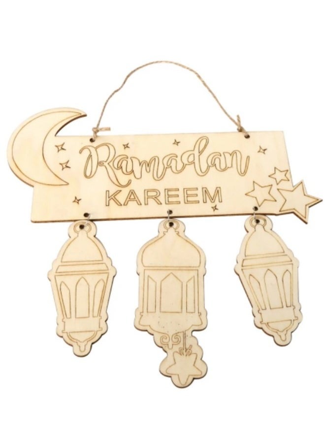 GGEROU Ramadan Ornaments Lantern Ramadan Eid Mubarak Decorations Moon Star Pendant Muslim Islam Plaque Sign for Home Happy Ramadan Mubarak DIY Wall Decor Supplies  - Image 1