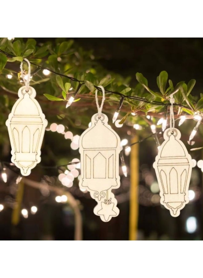 GGEROU Ramadan Ornaments Lantern Ramadan Eid Mubarak Decorations Moon Star Pendant Muslim Islam Plaque Sign for Home Happy Ramadan Mubarak DIY Wall Decor Supplies  - Image 4