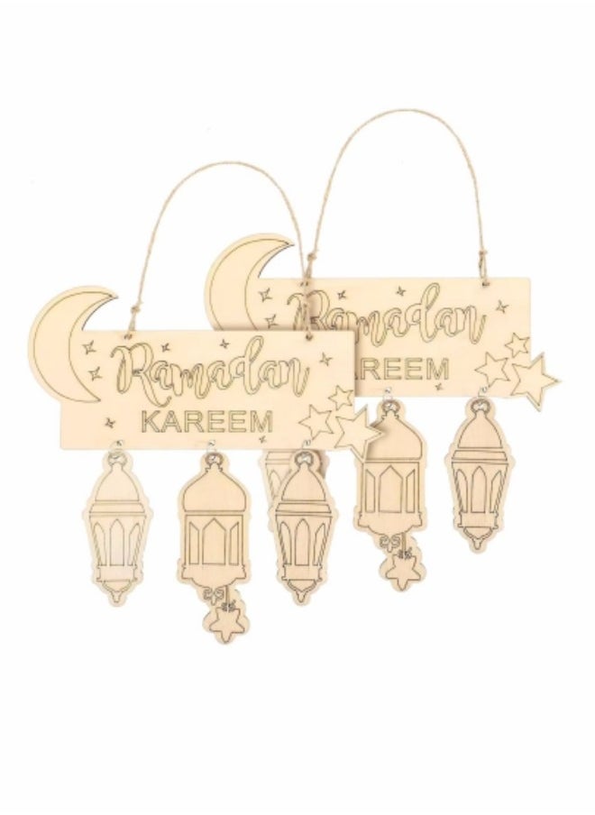 GGEROU Ramadan Ornaments Lantern Ramadan Eid Mubarak Decorations Moon Star Pendant Muslim Islam Plaque Sign for Home Happy Ramadan Mubarak DIY Wall Decor Supplies  - Image 5