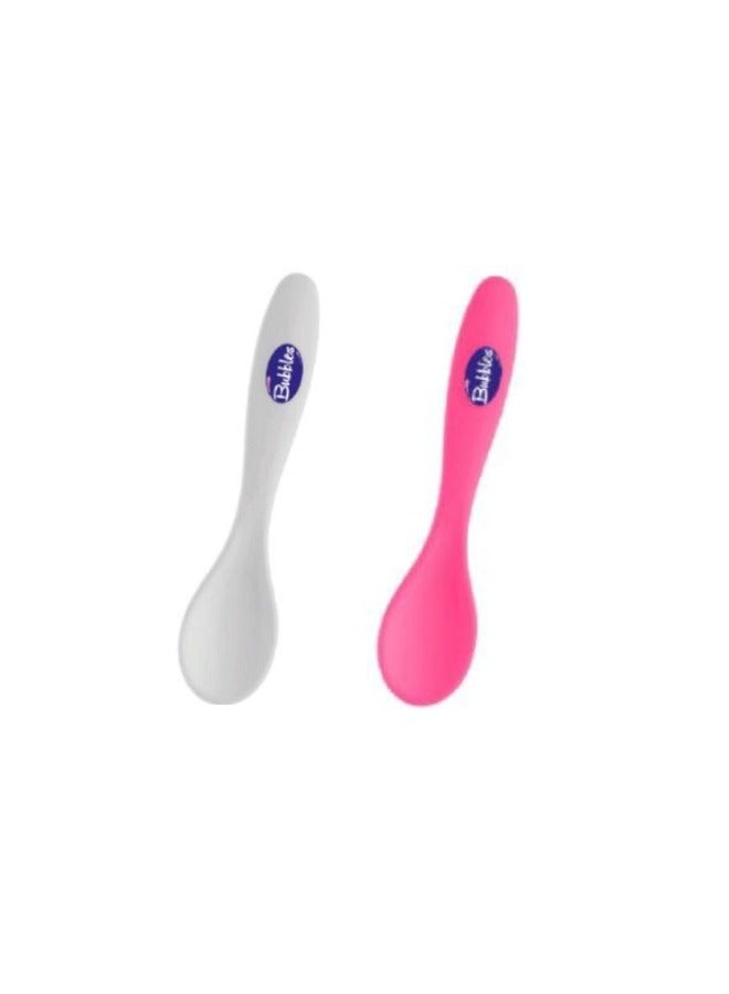 Bubbles Feeding Spoon for Baby Boy pack of 2 White & pink