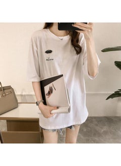 Generic Maternity Clothes Nursing T-shirt Summer Short Sleeve Mid-length Korean Style Nursing Clothes Nursing Clothes Bottoming Shirt Maternity T-shirt Top 