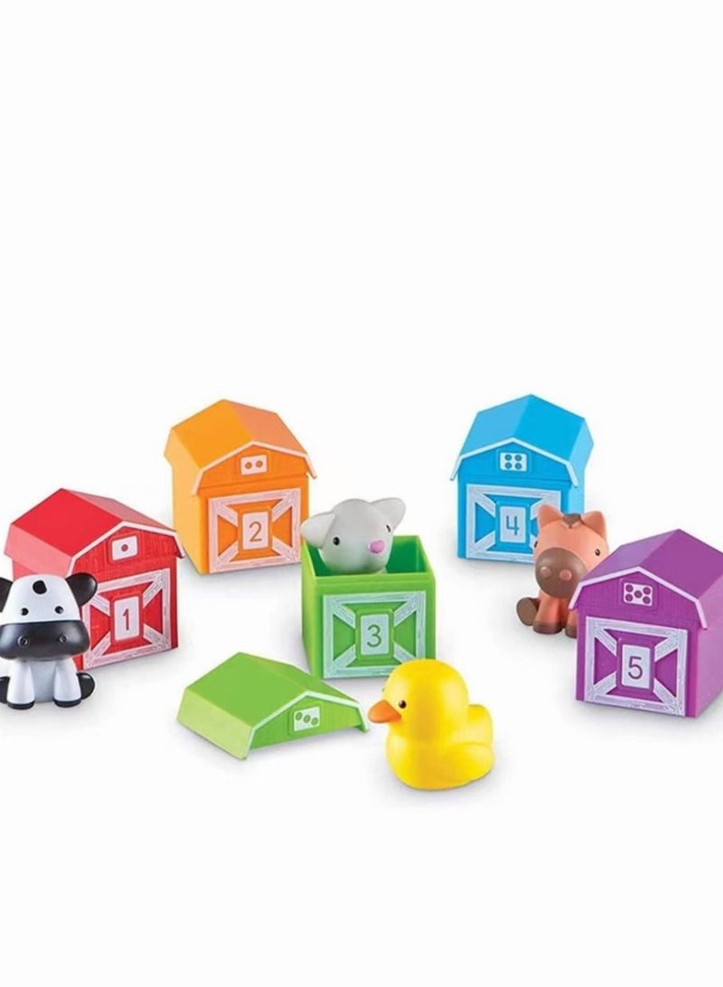 PYEBE Barn Farm Animals For Toddler Learning Toys Finger Puppets Counting Matching Stacking Montessori Toys for 1 Year Old